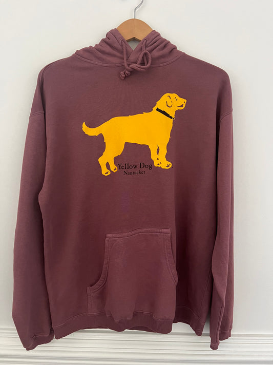 Yellow Dog Pullover Hooded Sweatshirt Crimson