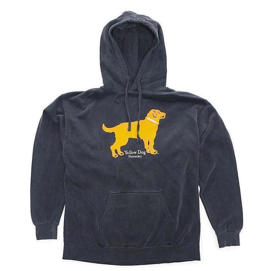 Yellow Dog Pullover Hooded Sweatshirt Washed Denim Blue 100% Cotton