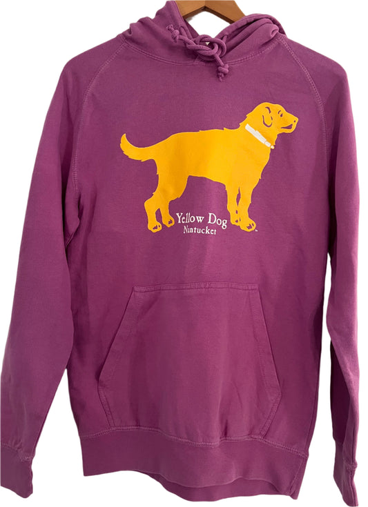 Yellow Dog Pullover Hooded Sweatshirt Washed Vintage Washed Nantucket Orchid 100% Cotton