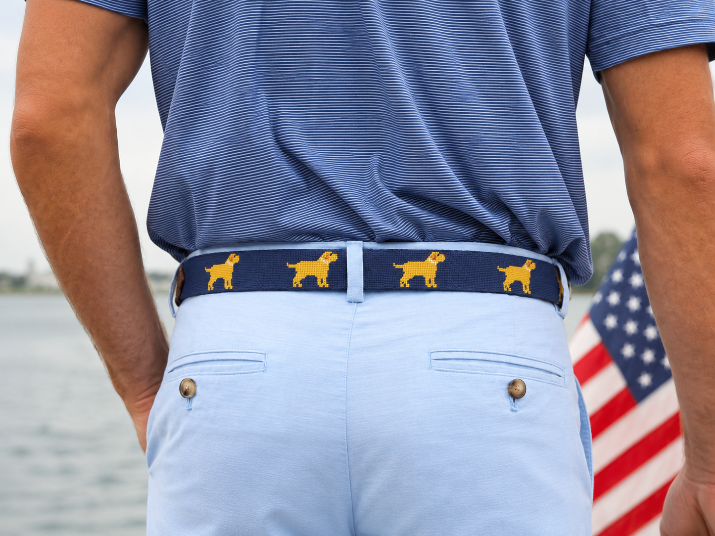 Yellow Dog® Golden Retriever Needlepoint Belt