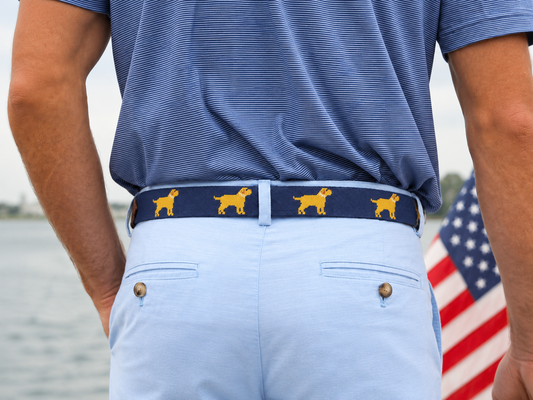 Yellow Dog® Golden Retriever Needlepoint Belt