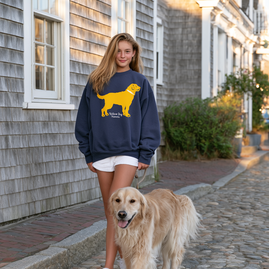 Yellow Dog Crew Neck Sweatshirt Ocean Washed Nantucket Blue