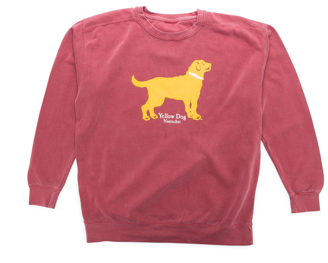 Yellow Dog Crew Neck Sweatshirt Washed Nantucket Red