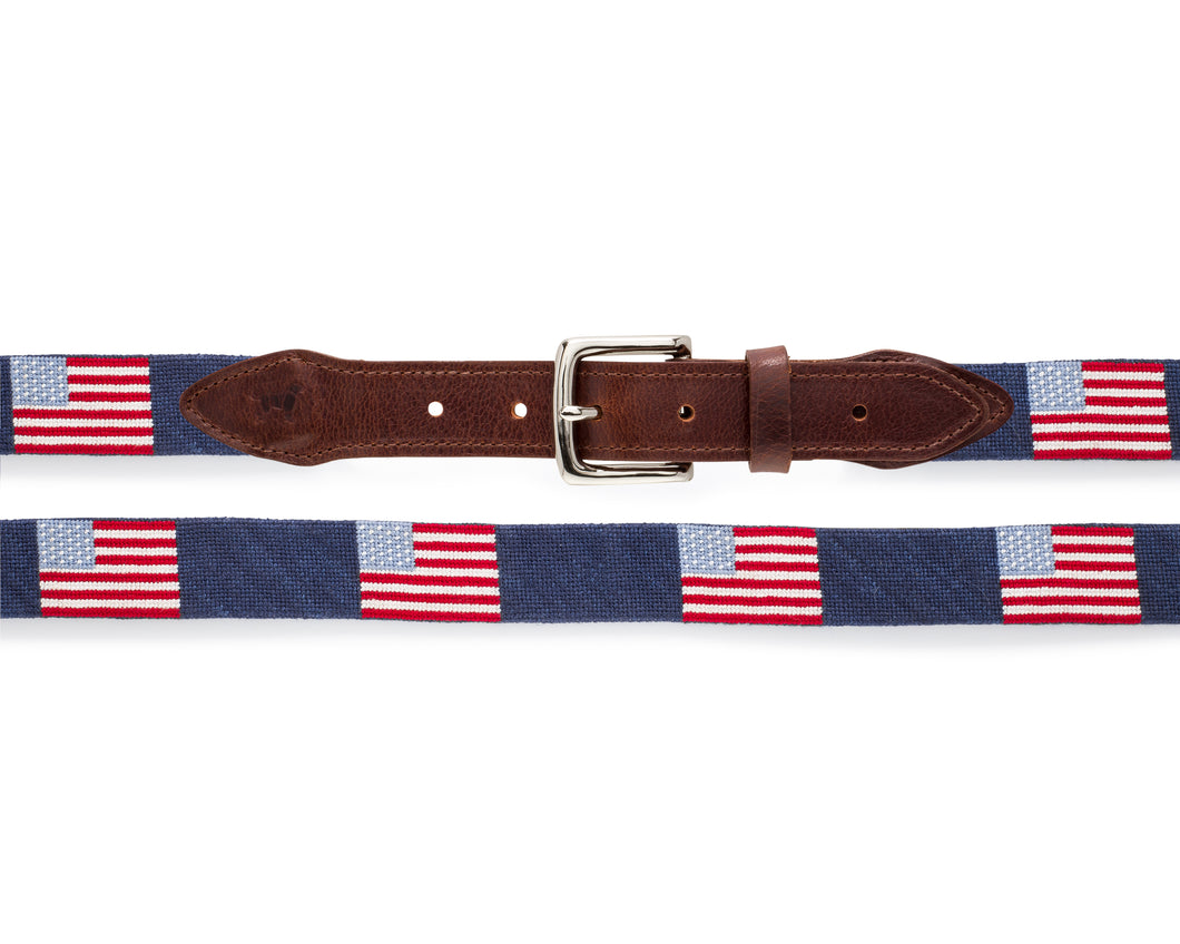 Yellow Dog® Nantucket American Flag Needlepoint Belt